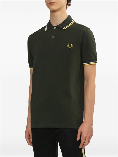 Polo uomo M3600 manica corta verde/giallo FRED PERRY | M360005B